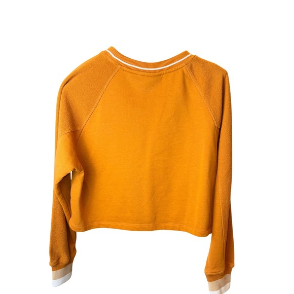 Umbro Womens Burnt Orange Cropped Sweatshirt Raglan Graphic Pullover Large - Picture 2 of 9